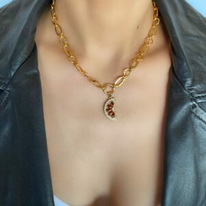 «RED CLEMENTINA» Semi-Fine Chain Necklace With Beautiful Pendant - Image 2
