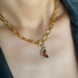 «RED CLEMENTINA» Semi-Fine Chain Necklace With Beautiful Pendant - Image 3