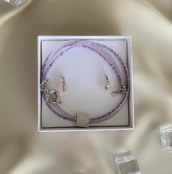 «VIOLETA» Semi-Fine Necklace And Earrings Luxury Jewellery Set⠀