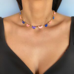 «MONICA» Trendy Choker-Necklace & Earrings Fancy Jewellery Set - Image 2