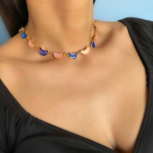 «MONICA» Trendy Choker-Necklace & Earrings Fancy Jewellery Set - Image 3