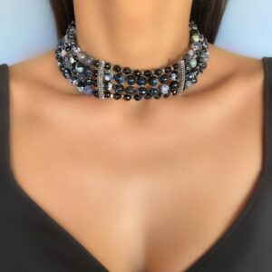 «IRINA» Semi-Fine Natural Eye Agate Necklace & Earrings Fancy Jewellery Set - Image 5