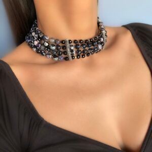 «IRINA» Semi-Fine Natural Eye Agate Necklace & Earrings Fancy Jewellery Set - Image 6