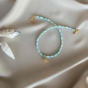 «SATURN» - Semi-Fine Natural Shell Stone Choker Necklace With Trendy Pendant - Image 4