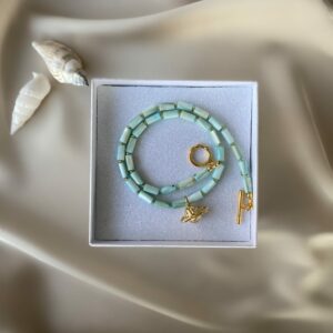 «SATURN» - Semi-Fine Natural Shell Stone Choker Necklace With Trendy Pendant - Image 2