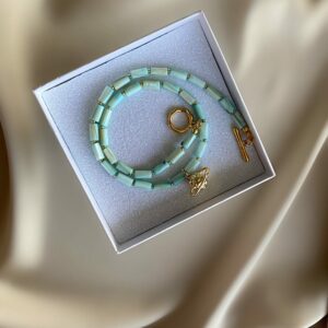 «SATURN» - Semi-Fine Natural Shell Stone Choker Necklace With Trendy Pendant - Image 3