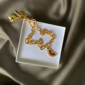 «RED CLEMENTINA» Semi-Fine Chain Necklace With Beautiful Pendant - Image 4