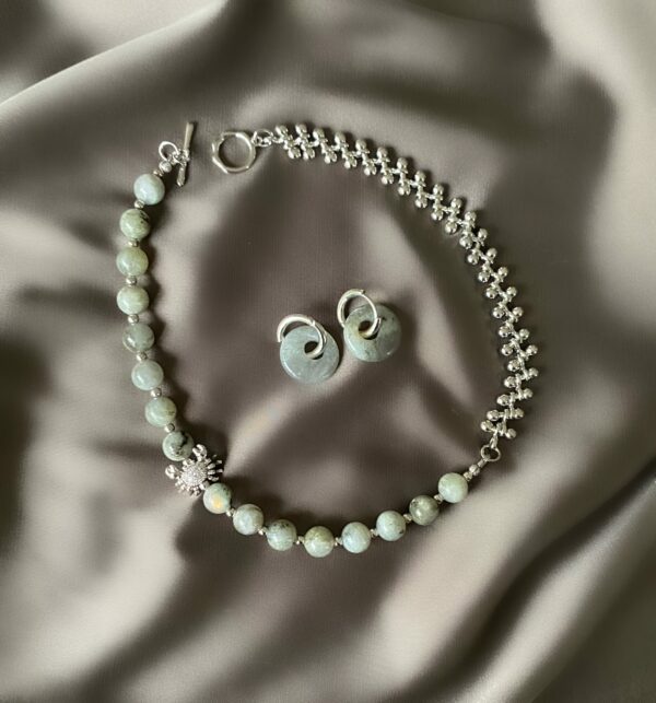 «CALYPSO» Trendy Luxury Chain And Natural Stone Necklace & Earrings Jewellery Set⠀