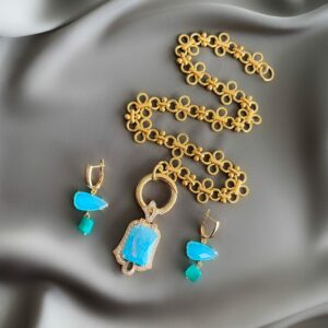 «MATIlDA» Semi-Fine Chain Luxury Necklace With Beautiful Swarovski Crystals Pendant & Earrings Jewellery Set⠀ ⠀ - Image 3