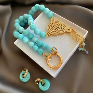 «UNDINE» Semi-Fine Natural Stone Necklace And Earrings Luxury Jewelry Set⠀ - Image 4