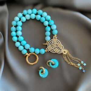 «UNDINE» Semi-Fine Natural Stone Necklace And Earrings Luxury Jewelry Set⠀ - Image 5