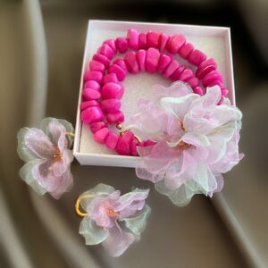 «BOUQUET» Beautiful Semi-Fine Natural Stone Necklace And Earrings Jewellery Set - Image 10