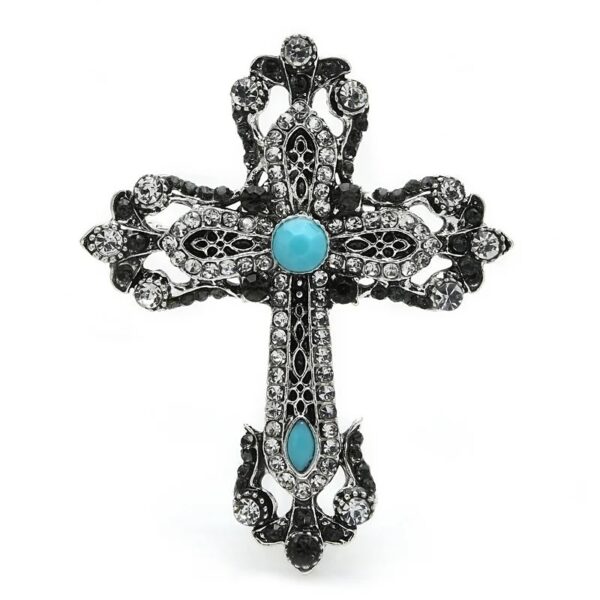 «VINTAGE CROSS» New Fashion Brooch For Women / Silver Color