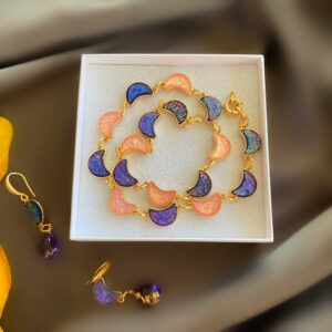 «MONICA» Trendy Choker-Necklace & Earrings Fancy Jewellery Set - Image 5