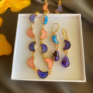 «MONICA» Trendy Choker-Necklace & Earrings Fancy Jewellery Set - Image 7