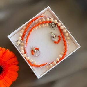 «GERBERA» Beautiful And Trendy Crystal Glass Necklace & Earrings Jewellery Set - Image 2