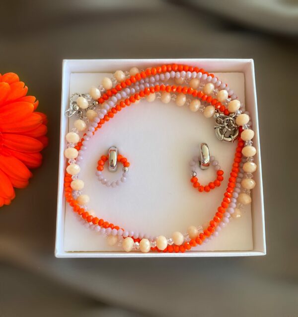 «GERBERA» Beautiful And Trendy Crystal Glass Necklace & Earrings Jewellery Set
