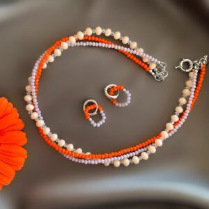 «GERBERA» Beautiful And Trendy Crystal Glass Necklace & Earrings Jewellery Set - Image 4