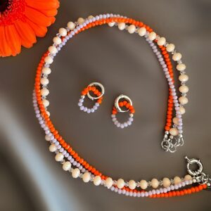 «GERBERA» Beautiful And Trendy Crystal Glass Necklace & Earrings Jewellery Set - Image 5