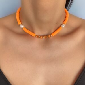 «MOOD COLOR-ORANGE!» Trendy Resin Necklace-Choker ⠀ - Image 2