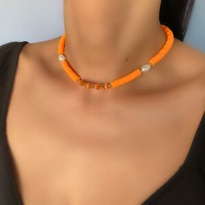 «MOOD COLOR-ORANGE!» Trendy Resin Necklace-Choker ⠀ - Image 3