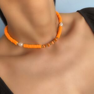 «MOOD COLOR-ORANGE!» Trendy Resin Necklace-Choker ⠀ - Image 4