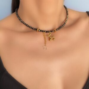 «POODLE» Semi-Fine Necklace With Trendy Pendand & Earrings Jewellery Set  - Image 4
