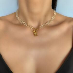 «FANTASTIC TEDDY» Semi-Fine Trendy Chain & Crystal Necklace - Image 4