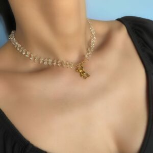 «FANTASTIC TEDDY» Semi-Fine Trendy Chain & Crystal Necklace - Image 5
