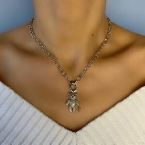 «BALOO» Beautiful & Trendy Necklace With Cute Teddy Bear Pendant - Silver Color - Image 7