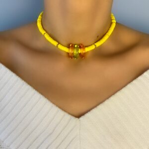 «GIALLO» Trendy Resin Necklace-Choker & Earrings Jewellery Set⠀ - Image 6