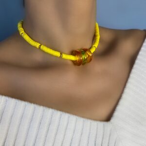 «GIALLO» Trendy Resin Necklace-Choker & Earrings Jewellery Set⠀ - Image 7
