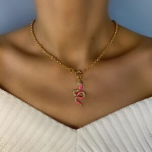 «MISSISSIPPI» New Cubic Zirconia Accented Set With Trendy Pink Snake Pendants 1 - Image 5