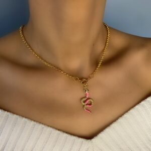 «MISSISSIPPI» New Cubic Zirconia Accented Set With Trendy Pink Snake Pendants 1 - Image 3