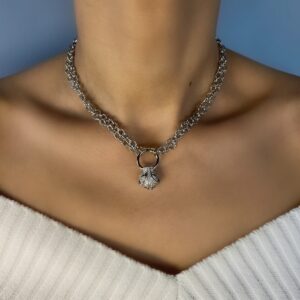 «FREDA» Trendy Chain Necklace With Trendy Cubic Zirconia Pendant - Image 2