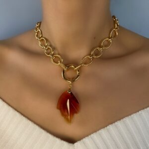 «DEMETER» Beautiful Chain Necklace With Crystal Glass Leaf Pendant ⠀ - Image 6