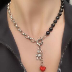 «MISHKA VINOVEN» Semi-Fine Trendy Natural Stone And Chain Necklace - Image 7
