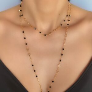 «BLACK ANGEL» Semi-Fine Beautiful Feather Earrings & Chain Long Necklace Jewellery Set - Image 5