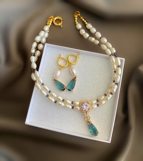 «ALEXANDRA» Semi-Fine Luxury Pearl Necklace With Beautiful Pendant & Earrings Jewellery Set