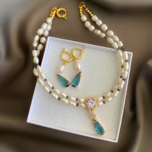 «ALEXANDRA» Semi-Fine Luxury Pearl Necklace With Beautiful Pendant & Earrings Jewellery Set - Image 8