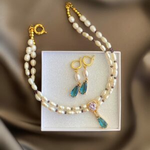 «ALEXANDRA» Semi-Fine Luxury Pearl Necklace With Beautiful Pendant & Earrings Jewellery Set - Image 9