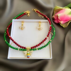 «ABEILLE» Semi-Fine Natural Stone Luxury Trendy Necklace & Earrings Jewellery Set - Image 3