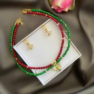 «ABEILLE» Semi-Fine Natural Stone Luxury Trendy Necklace & Earrings Jewellery Set - Image 4