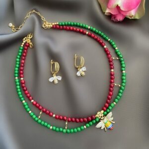 «ABEILLE» Semi-Fine Natural Stone Luxury Trendy Necklace & Earrings Jewellery Set - Image 5