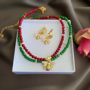 «ABEILLE» Semi-Fine Natural Stone Luxury Trendy Necklace & Earrings Jewellery Set - Image 7