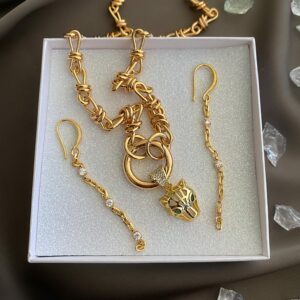 «BAGIRKA» Semi-Fine Trendy Chain Necklace & Earrings Jewellery Set - Image 4