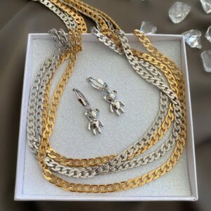 «RIHANNA» Semi-Fine Trendy Chain Necklace & Earrings Jewellery Set - Image 4