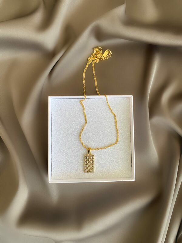 «KARA» Waterproof Necklace For Women / Gold With White Cubic Zirconia 
