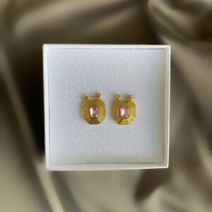 «MARIKA» Waterproof Earrings For Women / Gold Color -Pink Cubic Zirconia Stone⠀ - Image 3