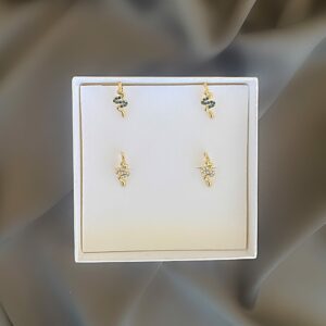 «ASSTI» Waterproof  Earrings For Women / Gold Color With Green Cubic Zirconia - Image 2